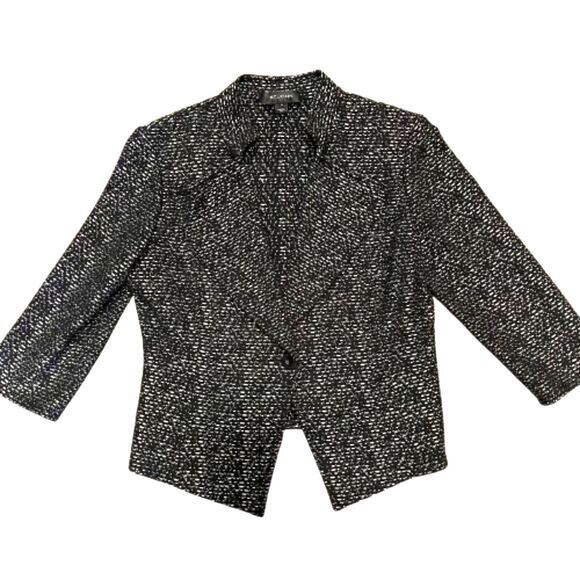 St. John Women's Tweed Knit Black & White Blazer Size Large - Picture 2 of 8
